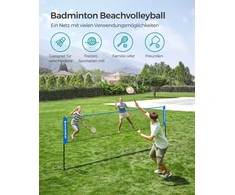 Koduva Badmintono tinklas su reguliuojamu aukščiu, 400 x 107/120/155 x 103 cm, mėlynas/juodas