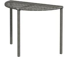 Aosom Balkono stalas, pusapvalis, poliratano ir metalo, pilkas, 100 x 50 x 74 cm