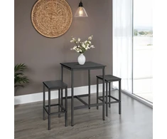 Songmics Baro stalo ir 2 kėdžių komplektas virtuvei, 60 x 60 x 90 cm, juodas