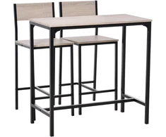 Koduva Baro stalo komplektas, 3 dalių, natūralus, juodas, MDF ir metalas, 89 x 45 x 87 cm