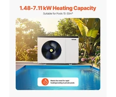 Koduva Baseino šilumos siurblys VEVOR VBPYCE-70, 1.48-7.11 kW, 15-30 m³ antžeminiams baseinams