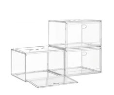 Koduva Batų dėžės, 3 vnt. rinkinys, skaidrios, iš PET plastiko, 36 x 27 x 21 cm