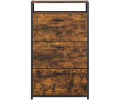Koduva Batų spintelė su 3 atverčiamais skyriais, 15–18 porų, 80 x 30 x 130 cm, ruda-juoda