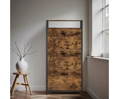 Songmics Batų spintelė su 3 atverčiamomis durelėmis, 15–18 porų, 60 x 30 x 130 cm, ruda-juoda