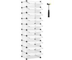 Koduva Batų spintelė su durimis, 10 skyrių, PP ir ABS plastikas, 43 x 173 x 31 cm, balta
