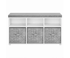 Koduva Batų suoliukas su 6 skyriais ir 3 dėžėmis, 87 x 30,3 x 48 cm, baltai pilkas