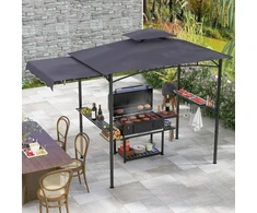 Koduva BBQ pavėsinė su šonine stogine, 318 x 153 cm, tamsiai pilka
