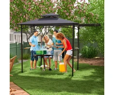 Koduva BBQ pavėsinė su šonine stogine, 318 x 153 cm, tamsiai pilka
