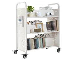 Koduva Bibliotekos knygų vežimėlis VEVOR, baltas, plienas, 97 x 52 x 123 cm, iki 150 kg