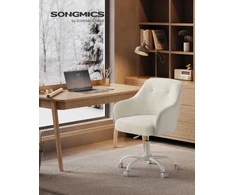 Songmics Biuro kėdė, kapučino smėlio spalvos, plieno rėmas, 64 x 64 x 83–93 cm, iki 110 kg