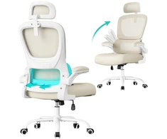 Koduva Biuro kėdė su tinkliniu audiniu, smėlio spalvos, 64 x 71,5 x 116–135 cm