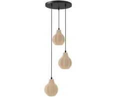 Promotion Boho 3-šviesų rotango pakabinamas šviestuvas, reguliuojamas aukštis
