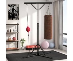 Koduva Bokso maišo stovas su speedball, reguliuojamas aukštis, plienas, juodas, 160 x 145 x 175-220 cm