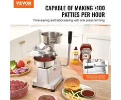 VEVOR Burgerių paplotėlių presas JKH-130, 13 cm, nerūdijantis plienas, su 1000 paplotėlių lapelių