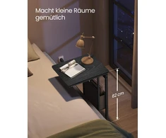 Koduva C formos šoninis staliukas, juodas, 30 x 40 x 62 cm, su 2 AC lizdais ir 2 USB jungtimis