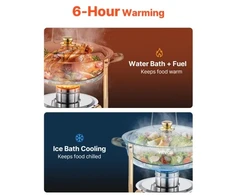 Koduva Chafing dish komplektas VEVOR, 5 Qt, 4 vnt., nerūdijančio plieno, auksinis