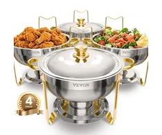 Koduva Chafing dish komplektas VEVOR, 5 Qt, 4 vnt., nerūdijančio plieno, auksinis