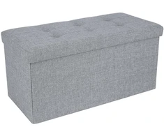 Songmics Daiktadėžė-sėdmaišis, 76 x 38 x 38 cm, šviesiai pilka marginta, lininė, iki 300 kg