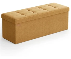 Songmics Daiktadėžė su sėdimąja vieta, 38 x 110 x 38 cm, imbiero geltonos spalvos, 131 l