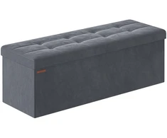 Koduva Daiktadėžė su sėdyne, 110 x 38 x 38 cm, aksomas, pilkai mėlyna, su 2 papildomomis dėžėmis