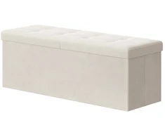 Koduva Daiktadėžė-suoliukas su dangčiu, balta, MDF, aksomas, 38 x 110 x 38 cm, iki 300 kg