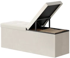 Koduva Daiktadėžė-suoliukas su dangčiu, balta, MDF, aksomas, 38 x 110 x 38 cm, iki 300 kg