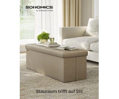 Songmics Daiktadėžė-suoliukas su laikymo vieta, kupranugario ruda, 38 x 110 x 38 cm, 131 l