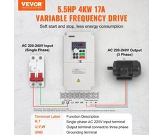 Koduva Dažnio keitiklis VEVOR H100-4S2-1B, 4 kW, 220V, 3 fazių išėjimas