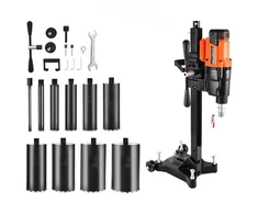Koduva Deimantinė gręžimo mašina VEVOR CF-9255C su stovu, 20-254 mm, 2500 W, su 10 grąžtų