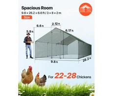 VEVOR Didelė metalinė vištidė JD382, 3 x 8 x 2 m