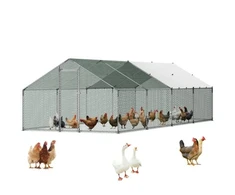 VEVOR Didelė metalinė vištidė JD382, 3 x 8 x 2 m