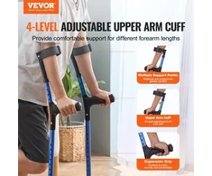 Koduva Dilbio ramentai suaugusiesiems VEVOR, aliumininiai, reguliuojamo aukščio 80-113 cm, 1 pora, iki 159 kg