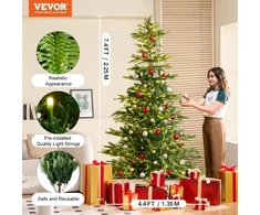 Koduva Dirbtinė kalėdinė eglutė su LED apšvietimu VEVOR, žalia, 225 cm, 700 šiltai baltų LED