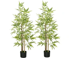 Koduva Dirbtinis bambukas 2 vnt. rinkinys, 3 kamienai, žalias, 120 cm, cemento vazonas