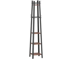 Koduva Drabužių kabykla su 4 pakopomis, 8 kabliai, 4 lentynos, ruda, metalo ir medžio drožlių plokštė, 34,8 x 34,8 x 179 cm