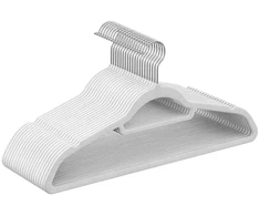 Koduva Drabužių pakabos, 20 vnt., baltos, aksominės, 43,5 x 0,6 x 23,5 cm