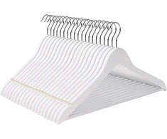 Koduva Drabužių pakabos iš klevo medienos, baltos, 20 vnt., 44,5 x 23 x 1,2 cm