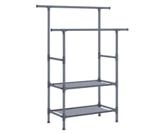 Koduva Drabužių stovas iš metalo, 114 x 45 x 171 cm, 2 skersiniai, 2 lentynos, pilkas