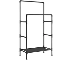 Koduva Drabužių stovas iš metalo, 83 x 45 x 157 cm, 2 skersiniai, 1 lentyna, juodas