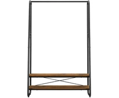Koduva Drabužių stovas su 2 lentynomis ir 6 S formos kabliukais, plienas, 100 x 45 x 160 cm