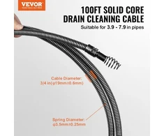 Koduva Drenažo valymo trosas VEVOR RC-9001C, 30 m x 19 mm, su 4 pjovikliais, vamzdžiams 100-200 mm