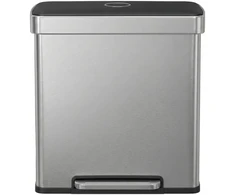 Koduva Dviejų skyrių virtuvinė šiukšliadėžė, nerūdijantis plienas, 2 x 30 l, sidabrinė