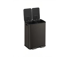Koduva Dvigubas šiukšlių kibiras su pedalu, plieno, 2 x 30 l, 47,6 x 37,7 x 66,9 cm