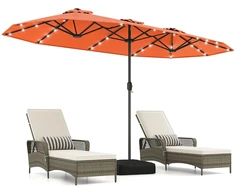 Koduva Dvipusis skėtis nuo saulės, 405 x 210 x 225 cm, 36 saulės energija maitinami LED, oranžinis