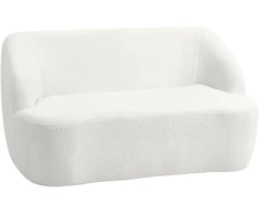 Koduva Dvivietė sofa su lenktu dizainu, kreminė balta, fleece tipo užvalkalas, 142 x 85 x 73,5 cm
