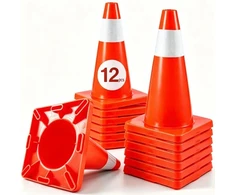 Koduva Eismo kūgiai VEVOR, 12 vnt., 46 cm, oranžiniai, PVC, su atšvaitinėmis juostomis