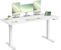 Koduva Elektra reguliuojamo aukščio darbo stalas, 140 x 80 cm, baltas, su USB-C jungtimi
