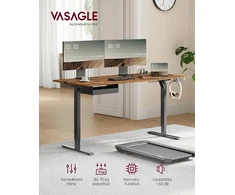 Koduva Elektra reguliuojamo aukščio rašomasis stalas, 70 x 160 cm, rudas ir juodas