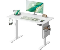 Koduva Elektra reguliuojamo aukščio rašomasis stalas, 100 x 60 x 72–120 cm, matinės baltos spalvos