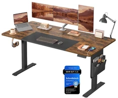 Songmics Elektra reguliuojamo aukščio rašomasis stalas, 70 x 160 x 72–120 cm, rudas